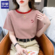 
ROMON striped short-sleeved T-shirt for women loose Korean women's clothing 2025 summer new versatile T-shirt round neck half-sleeved top Red 9928 S Recommended 80-95Jin [Jin equals 0.5 kg]