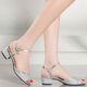 Cartelo Fashion Summer Fairy Style Single Schuhe Gurt Leder Sandalen Frauen Sommer mittelschwerer Absatz Fisch Mundschuhe Bk1827 Gold 37