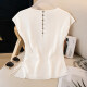Silk Cypress V-Neck Pull 2025 Été Nouveau design plissé pour femmes Hollow Lady Pullover Top