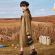 DISNEY girls' thickened woolen coat autumn and winter medium-length style college style new style milk tea color 120