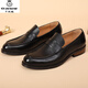 Thousand Paper Crane One-Level Loafers Lazy Men's Business Casual Leather Shoes Genuine Leather Autumn British Style Wedding Shoes Men Dark Brown 9909 38 Standard Leather Shoes Size