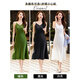 
Ke Fuyan suspender skirt small suit three-quarter sleeve small black suspender dress for women summer acetate satin mid-length 9711 black suit + green dress S