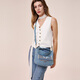 ELLE women's bag 2025 new bag denim crossbody bag versatile letter embroidered handbag commuter bucket bag denim blue
