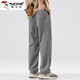 Woodpecker casual pants for men 2025 summer new ice silk loose straight trousers for men trendy versatile wide-leg pants for men 733 gray XL recommended 130-150Jin [Jin equals 0.5 kg]