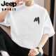 
JEEP SPIRIT260g American heavyweight T-shirt men's short-sleeved pure cotton round neck top summer loose half-sleeved M09-694 khaki XL