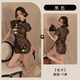 Laitlvck lencería sexy sexy hanfu maid pijama suspender falda corta seductora jugador de camiseta de uniforme 679 púrpura [sin calcetines] por talla