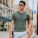 Mr. Bu Mr. Bu abstract jacquard knitted t-shirt men's summer new cool ice yarn short-sleeved AT12109 warm brick red S _165