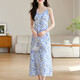 OLJ Robe de marque haut de gamme pour femmes 2025 Été Nouveau jupe de moquette de mode floral et floral imprimé Blue 2xl 130-140jin [Jin est égal à 0,5 kg]
