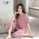 兰缪 (LAMIU)睡衣女款2025新款夏季莫代尔棉夏天女士短袖七分裤魅力家居服 DM13803米杏色 M