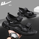 
Huili sandals men's shoes for summer breathable open-toe sandals Roman shoes black outside soft sole casual beach shoes all black 42