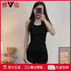 
Yalu with breast pad summer pajamas for women's suspenders Modal 2025 new sexy sports vest home suit wear 12035 dark gray [breastless pad] XL [suggested weight 110-125]
