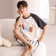 Langsha pareja pijama para mujeres en verano algodón puro 2025 nuevos pantalones cortos de manga corta para hombres, dibujos animados puede usar traje de ropa para el hogar afuera 844 mujeres m