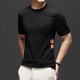 NEWMder Kurzärärmelte T-Shirt Herren 2025 Sommer neu gestrickter Sweater Casual Fashion Rund Hals Vielseitiger, bequemer atmungsaktives, atmungsaktives Top-Kleidung High-End-Dunkelgrau-Orchidee (Spotgeschwindigkeit) m [100-125jin [Jin gleich 0,5 kg]]]