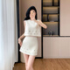 
European fashion trendy and fashionable socialite sleeveless vest women summer top skirt two-piece small temperament suit black suit S