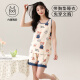 Xiandele pijama integrado con almohadilla de pecho para mujeres en verano chaleco delgado de algodón puro para el verano para niñas traje de ropa para el hogar sin mangas con almohadilla de cofre para mujeres-y9859 M mujeres_gestimentadas 80-100Jin [Jin equivale a 0.5 kg]