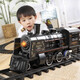 HKDA Steam Retro Electric Train Track Locomotive Set Boys Car Model Children's Toys 2025 Set (Regular Edition) Black Basic Edition + With 3 Cars