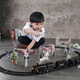 HKDA Steam Retro Electric Train Track Locomotive Set Boys Car Model Children's Toys 2025 Set (Regular Edition) Black Basic Edition + With 3 Cars