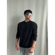 POUMcleanfit Henry Neck Long Sleeve T-shirt Men's Spring and Autumn Summer New Sweater Waffle American Base Shirt T-shirt CQS-1381 Black Fleece M