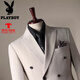 Playboy 2025 Sommeranzug Herrengeschäft formeller Anzug Doppelbruster Anzug Italienischer High-End-Aprikose Bräutigam Hochzeitskleider Sahne Aprikose Drei-teilige Sets 46