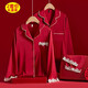 Hug Lady heiratete frisches Paar Pyjama im Frühjahr und Herbst Eis Silky Red Zodiac Year Männer und Frauen Heimkleidung Geschenkbox 1098 langärmelige Paar Cartoon Geschenkbox m Männer l+ Frauen