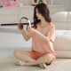 Modal summer pure cotton pajamas women's pullover round neck short sleeve suit thin comfortable and casual women can wear home clothes outside Z9859 XL [recommended 120-140Jin [Jin equals 0.5 kg]]