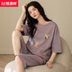 Hengyuanxiang-Pyjamas für Frauen im Sommer Pure Cotton Kurzärmelige Hose Volle Baumwollpunkte können außerhalb von Damen Home Clothes Mutter zu Hause 9856 [reines Baumwoll] Muliert werden 80-100jin [Jin gleich 0,5 kg]
