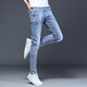 Seven Wolf (SW1960) Sommer Herren Stretch Jeans Sommer Dünnstil 2025 Neue Hosen Männer lässige schlanke Füße Hosen helle Farbhose Black 1048 Models 28