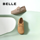 百丽（Belle）厚底勃肯鞋女冬季毛毛雪地短靴棉鞋子D4W1DAM5 卡其色-单里 37 (235mm)