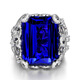 Fat Donglai's same style sapphire ring full of diamonds, large carat imitation tanzanite plated with 18K gold, hollow pattern, blue diamond ring, white gold, adjustable opening