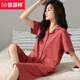 
Hengyuanxiang middle-aged and young cotton pajamas for women in summer short-sleeved cropped pants Korean large-size cardigan women's suit home clothing N9896 L 100-120