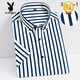 Playboy (Playboy) Summer Herren-Kurzarmhemd, dunkelblaues Hintergrund, weiße Streifen, No-Iron Elastic Business und Casual Youth Workwear Halbärmelige Hemd, flache, elastische Kurzärmel-D829 42 [160-175jin [Jin gleich 0,5 kg]]