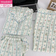 
Modal three-piece pajamas for women for summer short-sleeved trousers 2025 new thin cute women cloud cotton can be worn outside 9922# cloud cotton three-piece set M