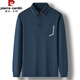 皮尔卡丹（pierre cardin）秋季冰丝无痕t恤男士长袖翻领polo衫凉感有口袋兜中年体恤爸爸装 灰色-7036 M 165