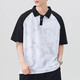 Jiumuwang à manches à manches à manches à manches courtes Polo Polo pour hommes American American Retro Retro Loose Trendy Tied-Dye T-shirt à manches mi-manche 695 Brown M 105-125Jin [Jin est égal à 0,5 kg]