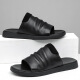 DIFANPU INTERNATIONAL LUXURY MANSA Men's Shoes High-End Men's Outer Wear Slippers Genuine Leather Outdoor Sandals sin deslizamiento SUGLADO SOLO FLIP-FLOPS NEGRO [Caja de regalo de marca] 41