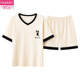 Pyjama d'été modal pour les femmes en coton pur de grande taille à manches courtes en deux pièces pour les étudiants, la version coréenne peut être portée à l'extérieur au printemps et à l'automne. Couleur GXT6636 Couleur d'image m (recommandée 75-95jin [Jin est égal à 0,5 kg])