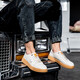 Spring and Autumn Men's Shoes Genuine Leather Real Cowhide Breathable Beef Tendon Sole Shoes Air Force All-match No. 1 Wheat Color Sports and Casual 898 White 44