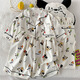 UKUHPK25 Sommer Frauen doppelte kurze Hosen dreiteiliger Pyjamas Cardigan Revers Creative Cartoon Cloud Cotton WZN-9901# Pink Border Mike M.