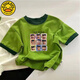 G.Duckkids Nezha Vêtements pour enfants Vêtements pour enfants Summer Coton Coton Pure Cartoon Children's Boys and Girls Sheeve New Round Neck Top T-shirt 673 Green [9 Grille Nezha] 110