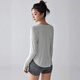 Bright dipped yoga clothes for women autumn new quick-drying loose Pilates training fitness tops sports long-sleeved blouse white hemp gray L /XL