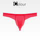 Men's sexy Ayi thong men's underwear ice silk mesh transparent underwear gun bullet separation elephant trunk seamless sexy M red (1 experience)