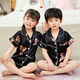 
Chaomeng City summer children's short-sleeved ice silk pajamas boy little girl baby cartoon cute cardigan thin home clothing set 674#boy 170 18 size recommended 140-150cm