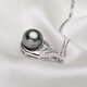 DL 1998 Fat Donglai same style Tahitian pearl pendant single short clavicle chain 925 silver round black mother-of-pearl necklace 12mm-13mm