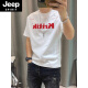 Jeep Spirit kurzärmelig T-Shirt Herren 2025 Sommer neuer Brief Print Männer lässige Tops Jugendliche Kleidung Trendy White 1416 schwere Baumwolle S 80-95jin [Jin gleich 0,5 kg]