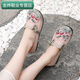 Qingzhong Qiao Summer Mesh Women's Zapatos de mujer suave Madre Beijing Zapatos de tela Nuevo Chino Fashionable Soft anchos zapatos bordados para mujeres Pink 35