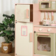 Chengliu Kinder multifunktionaler Kühlschrank Küchenspielzeug Holz Baby spielen Haus Kochkindergarten Vergnügungspark Pink-Kurzküche Küche ein Bestell und Lieferbetrug Le