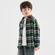 Duojia boys' shirts in spring and autumn children's casual retro lapel tops for older children handsome long-sleeved plaid shirts