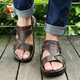 Vogelscheuche (mexikanisch) [echtes Kuhwahnsinns] Top -Layer -Kowide Dicke Sohle Massage Sandalen Echte Leder -Sommer -Männer Sandalen Freizeitbraun 9928 [Top -Schicht Cowhide + Massageboden] 38