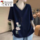 Camiseta de moda de algodón de algodón puro Raglan de algodón corto para mujeres en verano Temperamento suelto y delgado Top informal Borgoña [Lotus rosa impreso en la parte inferior derecha] XL (recomendado 130-145 Jin [Jin iguala 0.5 kg])
