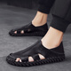 STEFFIE LOVE Roman sandals men's 2025 new summer lazy driving soft sole casual leather shoes fashionable hollow dual-purpose leather sandals 9925 black 39